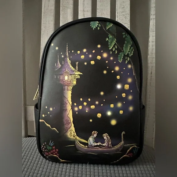 Loungefly Disney Tangled Lanterns Light-Up Mini Backpack & Card Holder-RARE